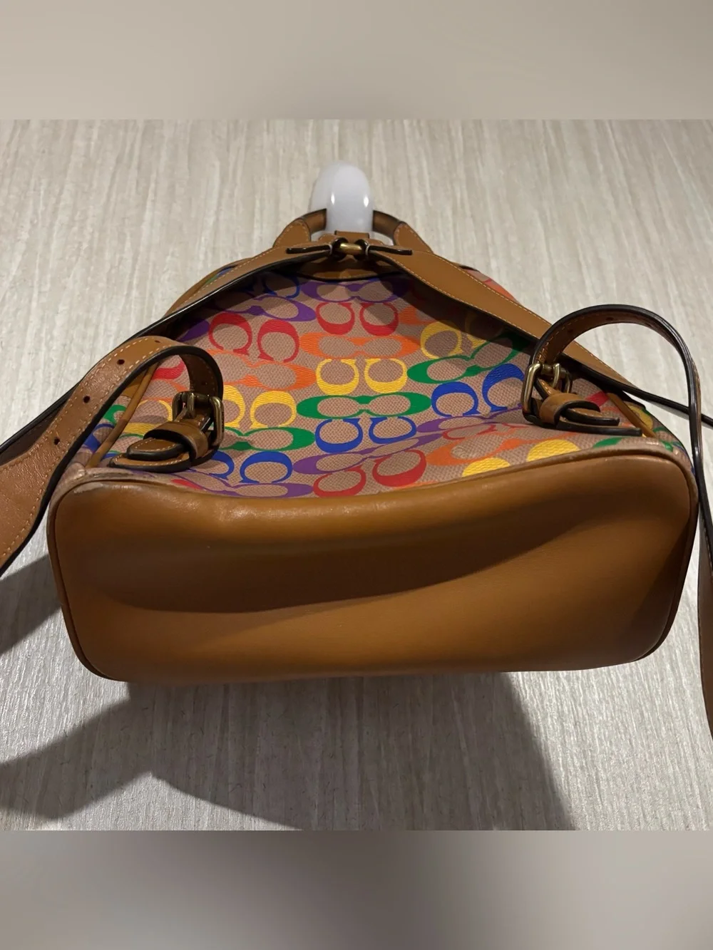 Coach Carrie Backpack tan and rainbow leather